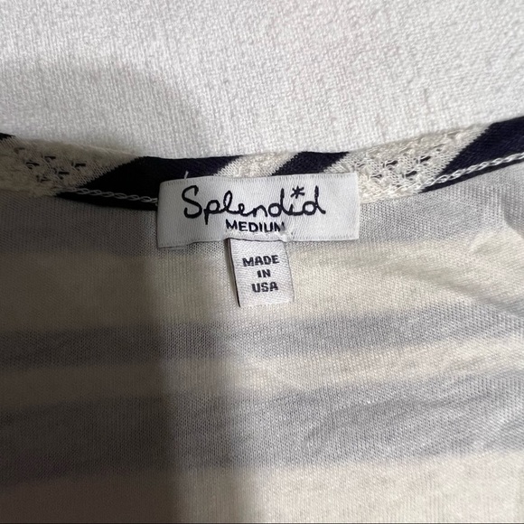 SPLENDID (NWT) Navy Striped Maxi Dress Size M Beautiful Knit Overlay - Picture 3 of 9